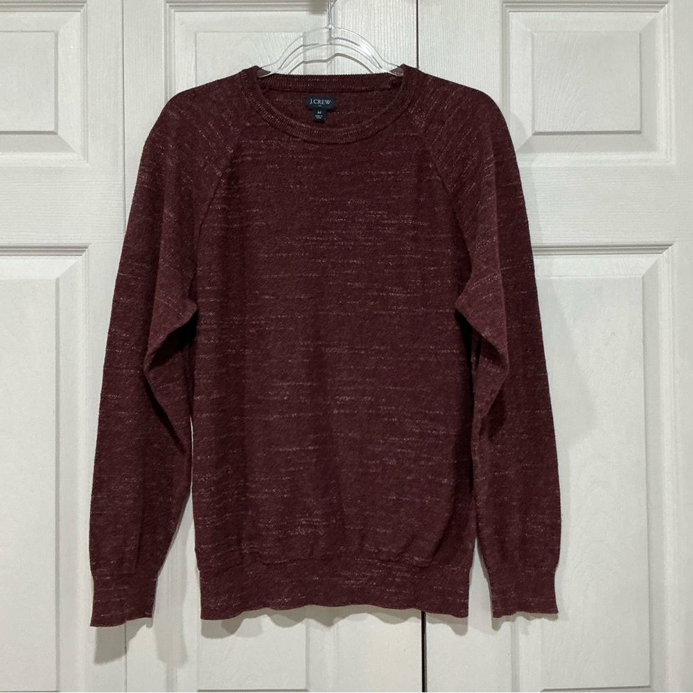 🤎 J. Crew Men’s Maroon Lightweight Crewneck Sweater - Medium